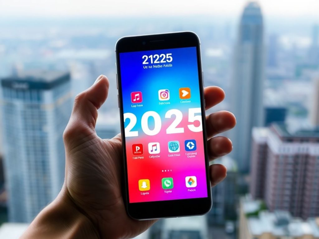 Smartphone cu aplicații inovatoare pe ecran.