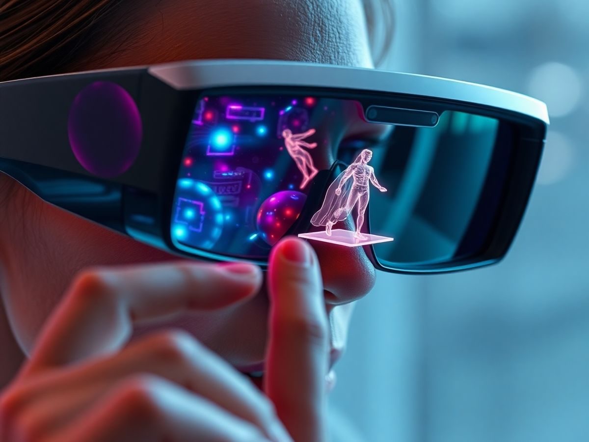 Ochelari AR proiectând holograme interactive în cameră