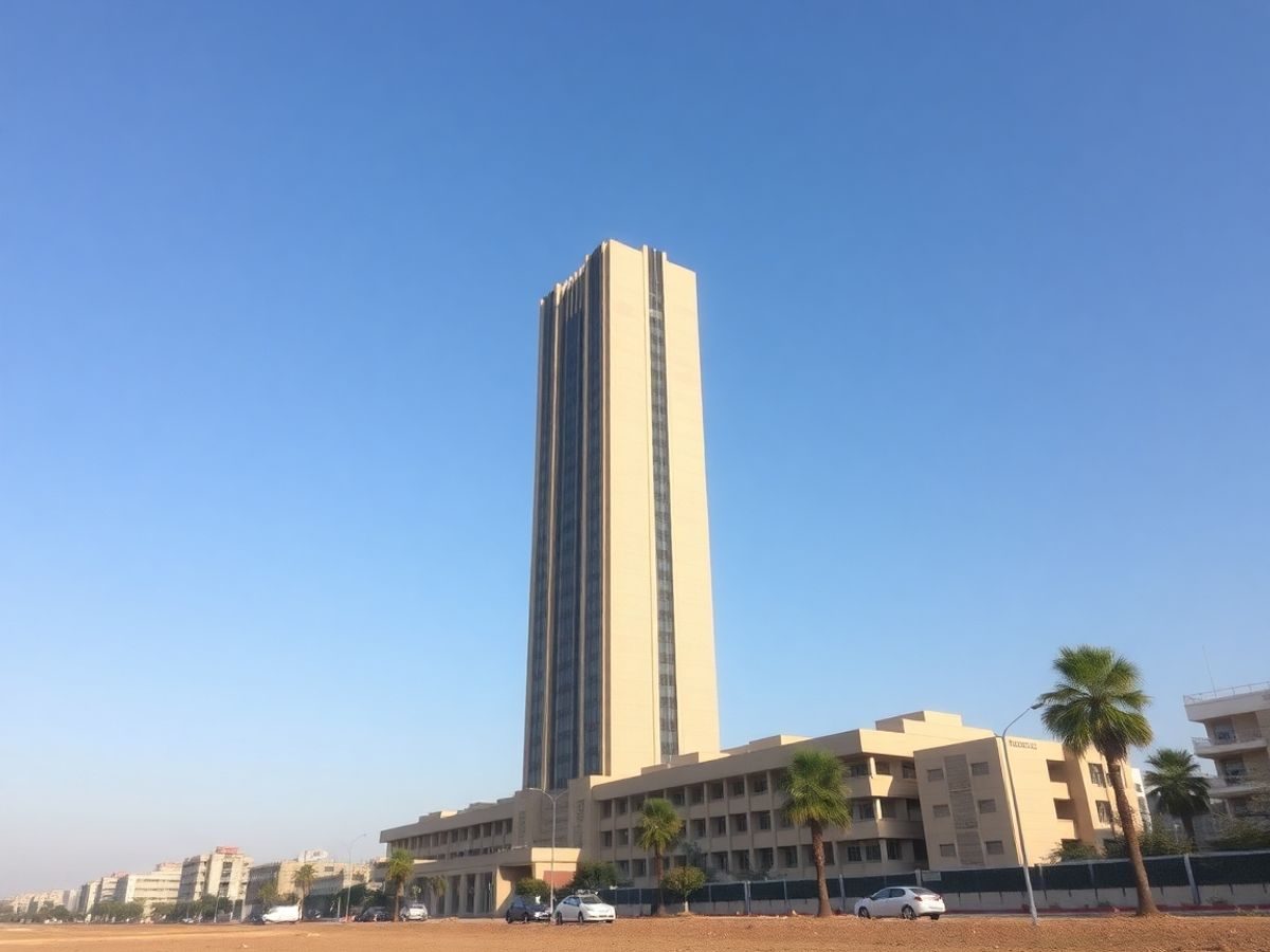 Clădire guvernamentală modernă cu steagul Estoniei.